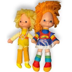 Pair 2 Vintage 1983 Rainbow Brite Canary Yellow Doll Dolls Hallmark 80s Retro